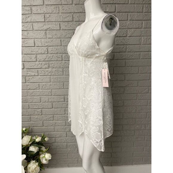 Linea Donatella Women White Flower Sheer Lace Lingerie Nightgown Size S NWT - Picture 7 of 11